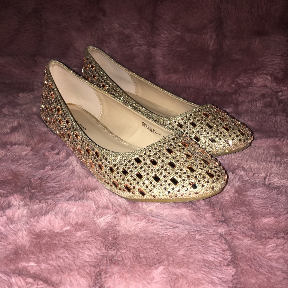 Gold Sparkle Flats